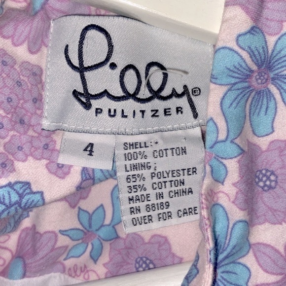 Lilly Pulitzer purple floral vintage dress size 4 cotton fabric - Picture 9 of 12